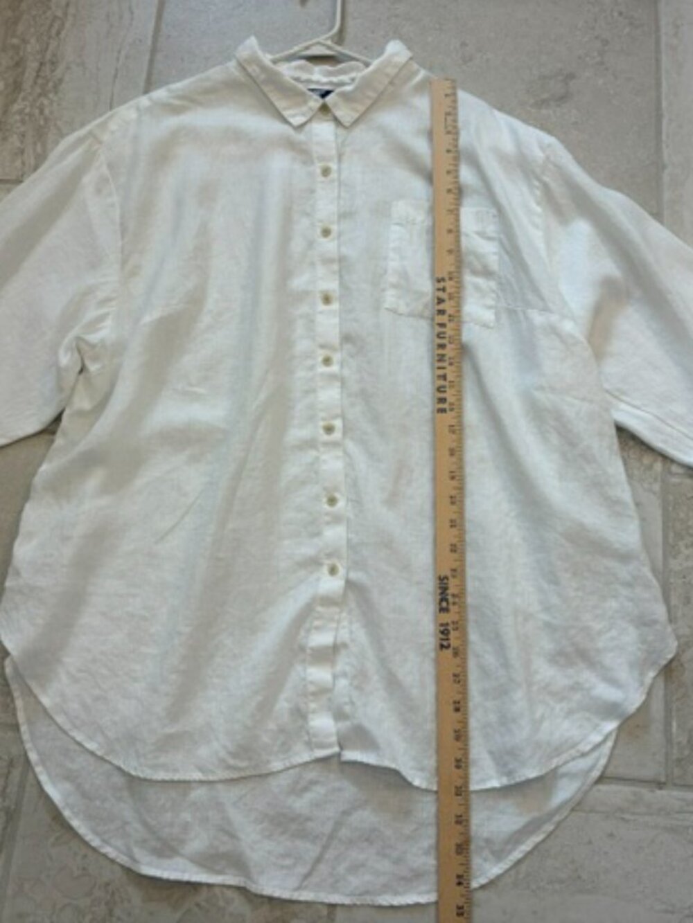 Lands End 100% Linen White Button Down Shirt Size 2X Classic Minimal Lagenlook - Picture 9 of 9